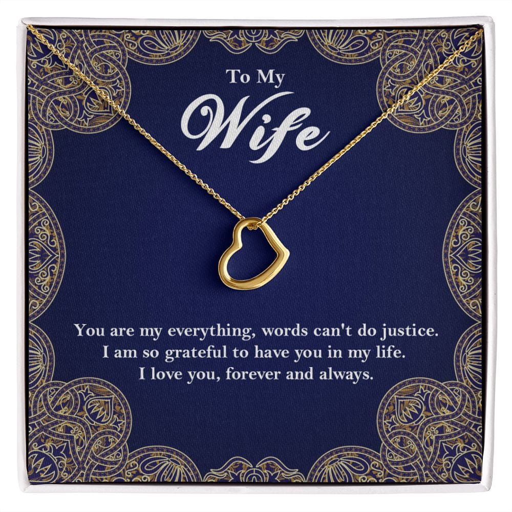 To My Wife 18K Gold Delicate Heart Necklace Gift From Husband 18k Yellow Gold Finish Two-Toned Box - HolidayShoppingFinds
