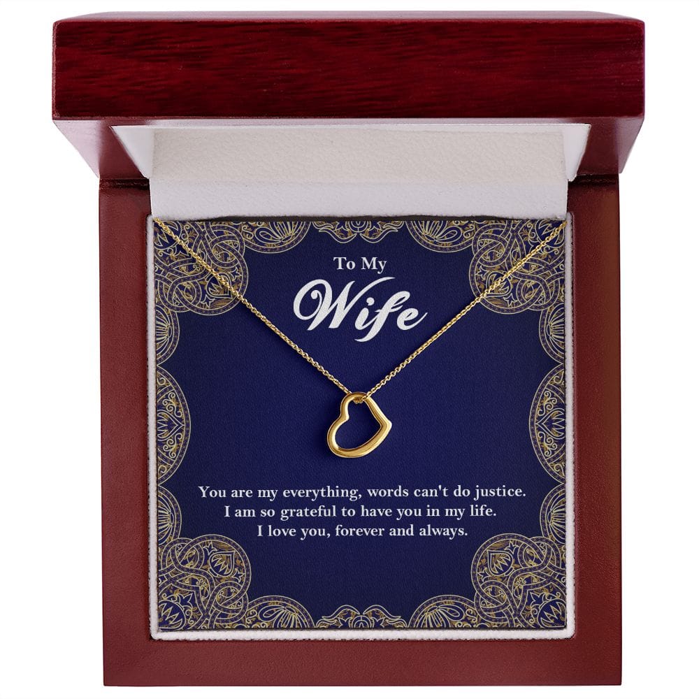 To My Wife 18K Gold Delicate Heart Necklace Gift From Husband 18k Yellow Gold Finish Luxury Box w/LED - HolidayShoppingFinds