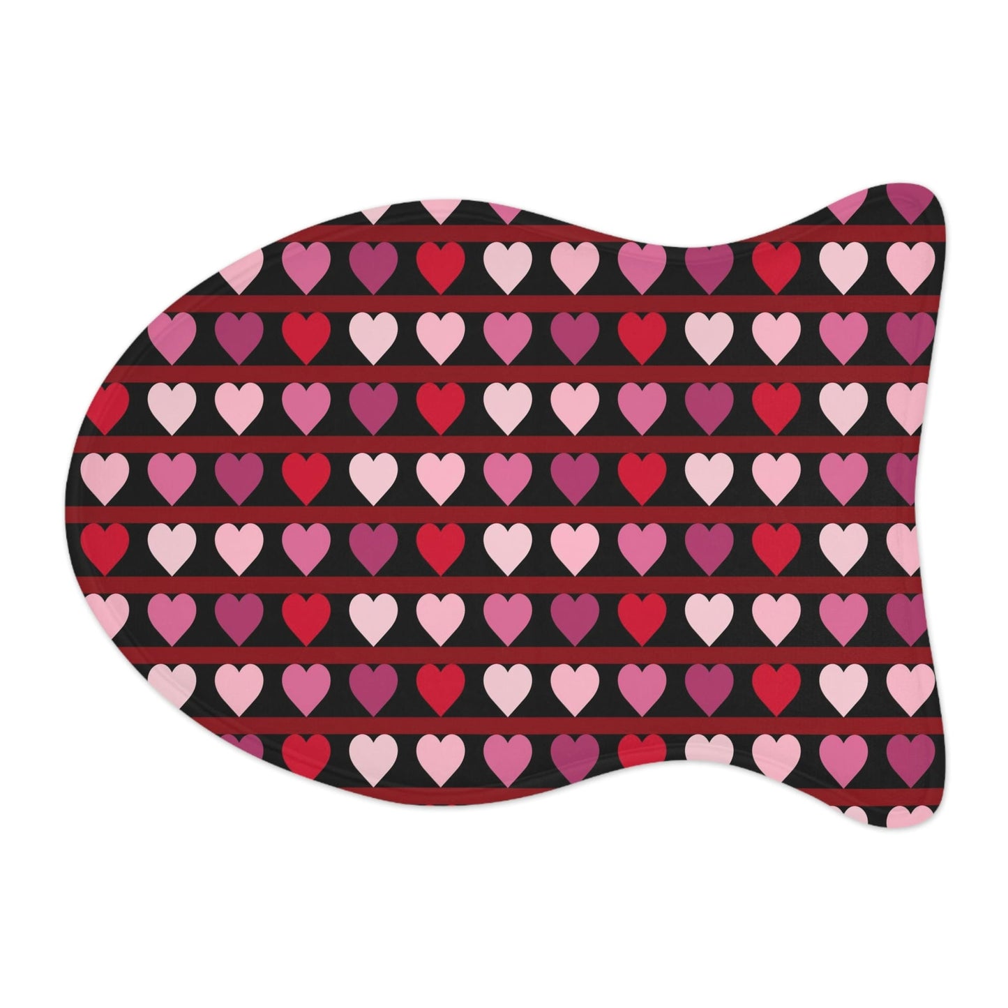 Lovely Hearts Pattern Black Pet Feeding Mat Fish Shape for Cats & Dogs Fish shape (19" × 14") White - HolidayShoppingFinds