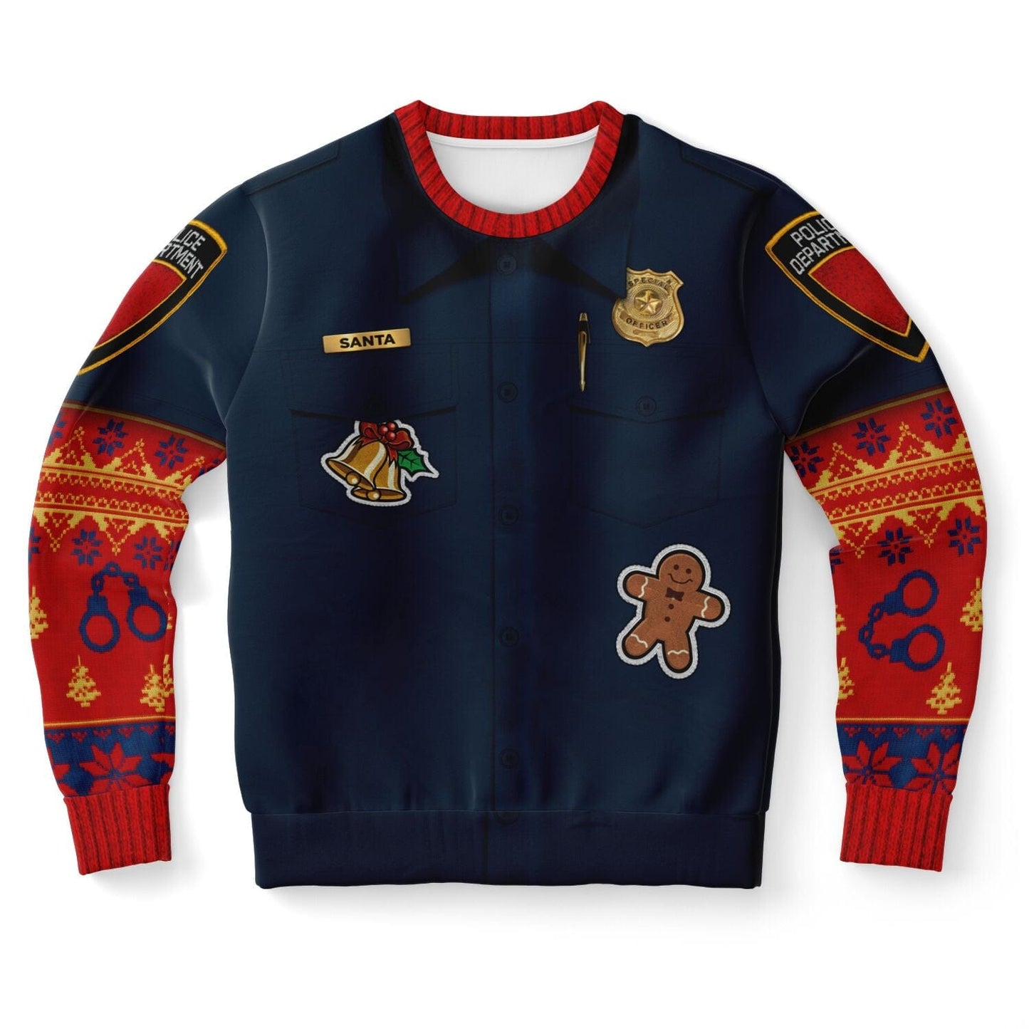 Police Navidad Funny Ugly Christmas Sweatshirt for Police Officer XS - HolidayShoppingFinds