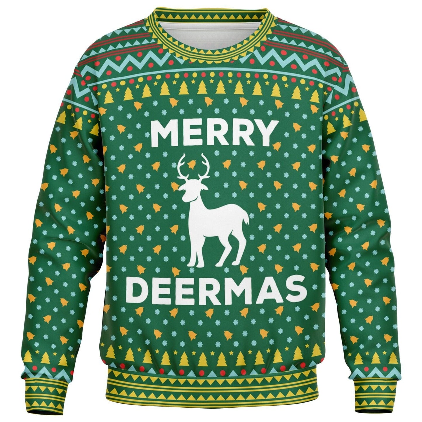 Merry Deermas Ugly Christmas Sweatshirt Kids Athletic Unisex Sweater - HolidayShoppingFinds