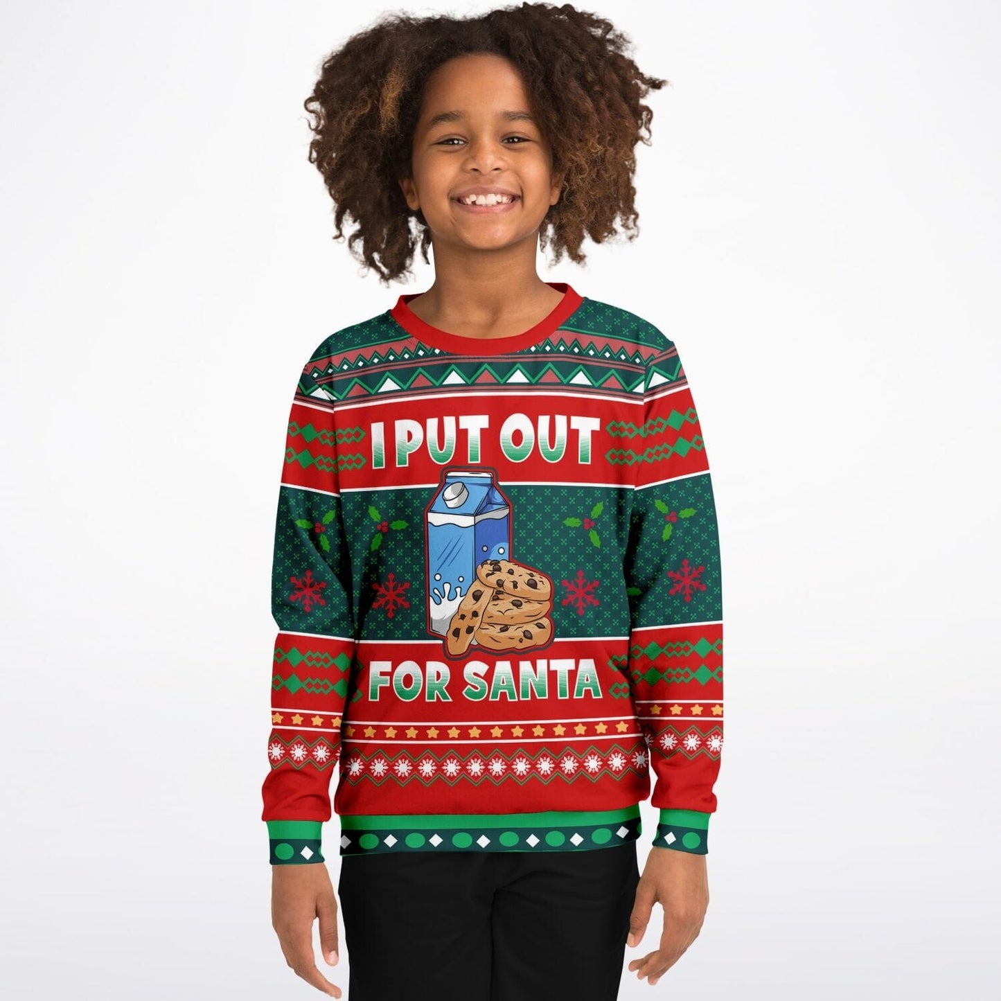 I put out for Santa Ugly Christmas Sweatshirt Funny Xmas Kids Unisex - HolidayShoppingFinds