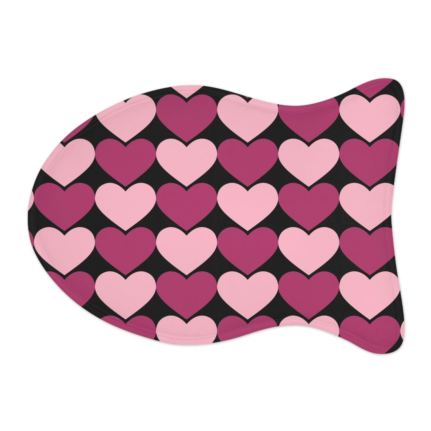 Cute Pink Purple Heart Valentine Pet Feeding Mat Fish Shape Fish shape (19" × 14") White - HolidayShoppingFinds