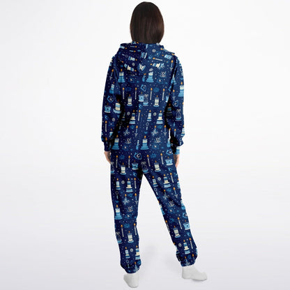 Hanukkah Jumpsuit Adult Onesie One-Piece Athletic Onesie Blue Union Suit    - HolidayShoppingFinds