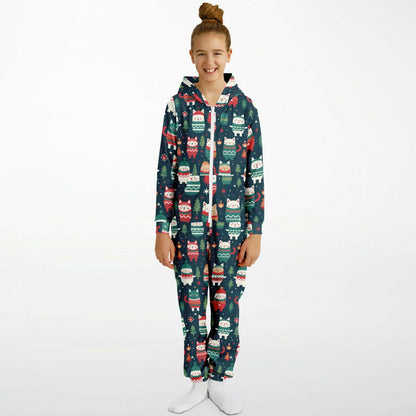 Winter Critters Teens Onesie, Kids Athletic  Jumpsuit Green Union Suit    - HolidayShoppingFinds