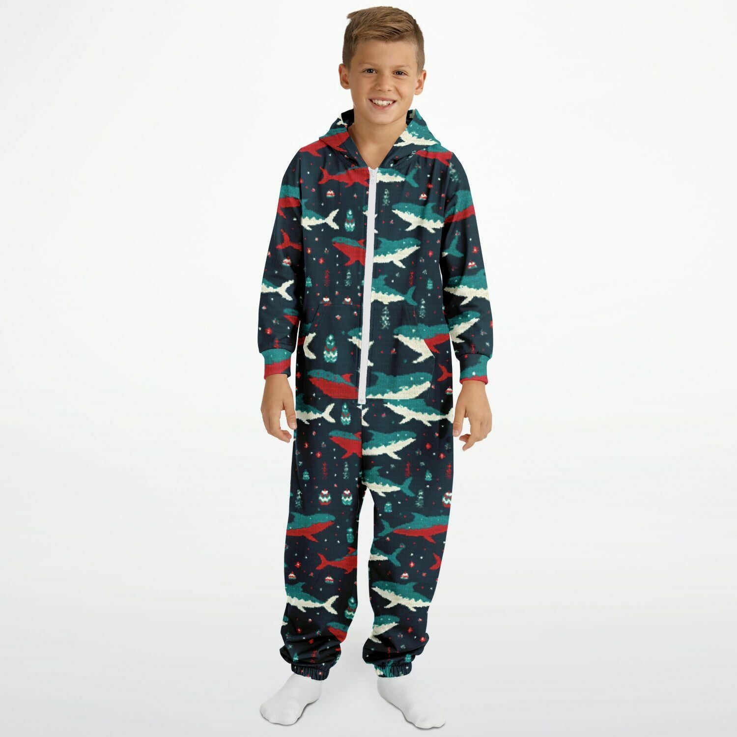 Shark Adventure Teens Onesie: Boys & Girls Union Suit Athletic Blue Ocean Jumpsuit    - HolidayShoppingFinds