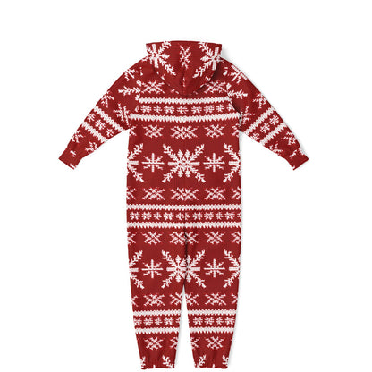 Scandinavian Holiday Pattern Red Teens Onesie, Festive Youth Athletic Jumpsuit    - HolidayShoppingFinds