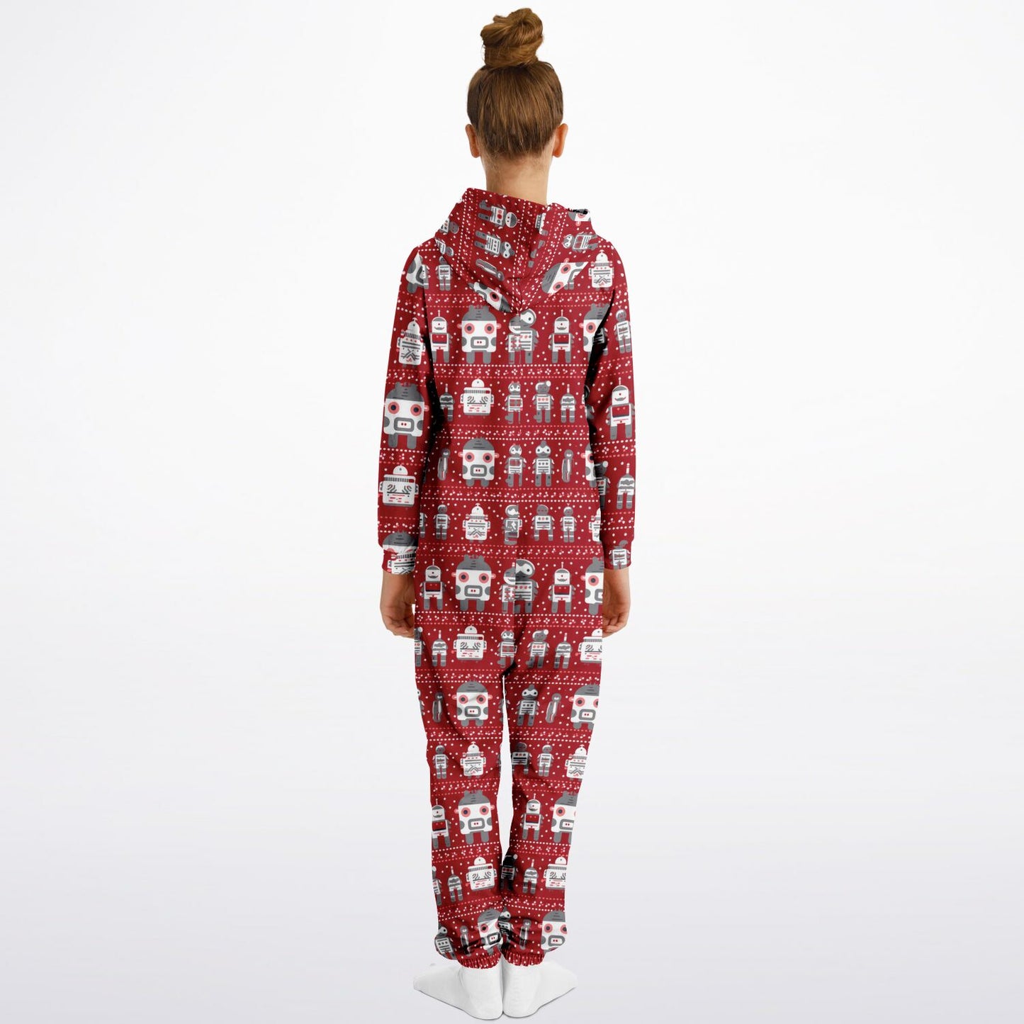 Teens Robots Red Onesie, Union Suit Athletic Jumpsuit for Gamers Tech Enthusiasts    - HolidayShoppingFinds