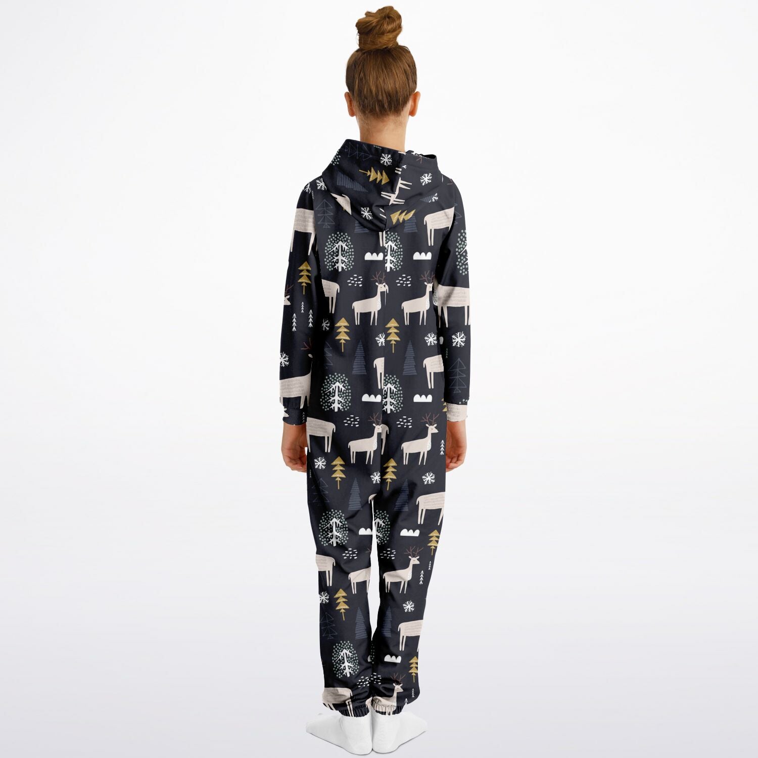 Winter Reindeer & Golden Trees Teens Onesie Athletic Gray Jumpsuit    - HolidayShoppingFinds