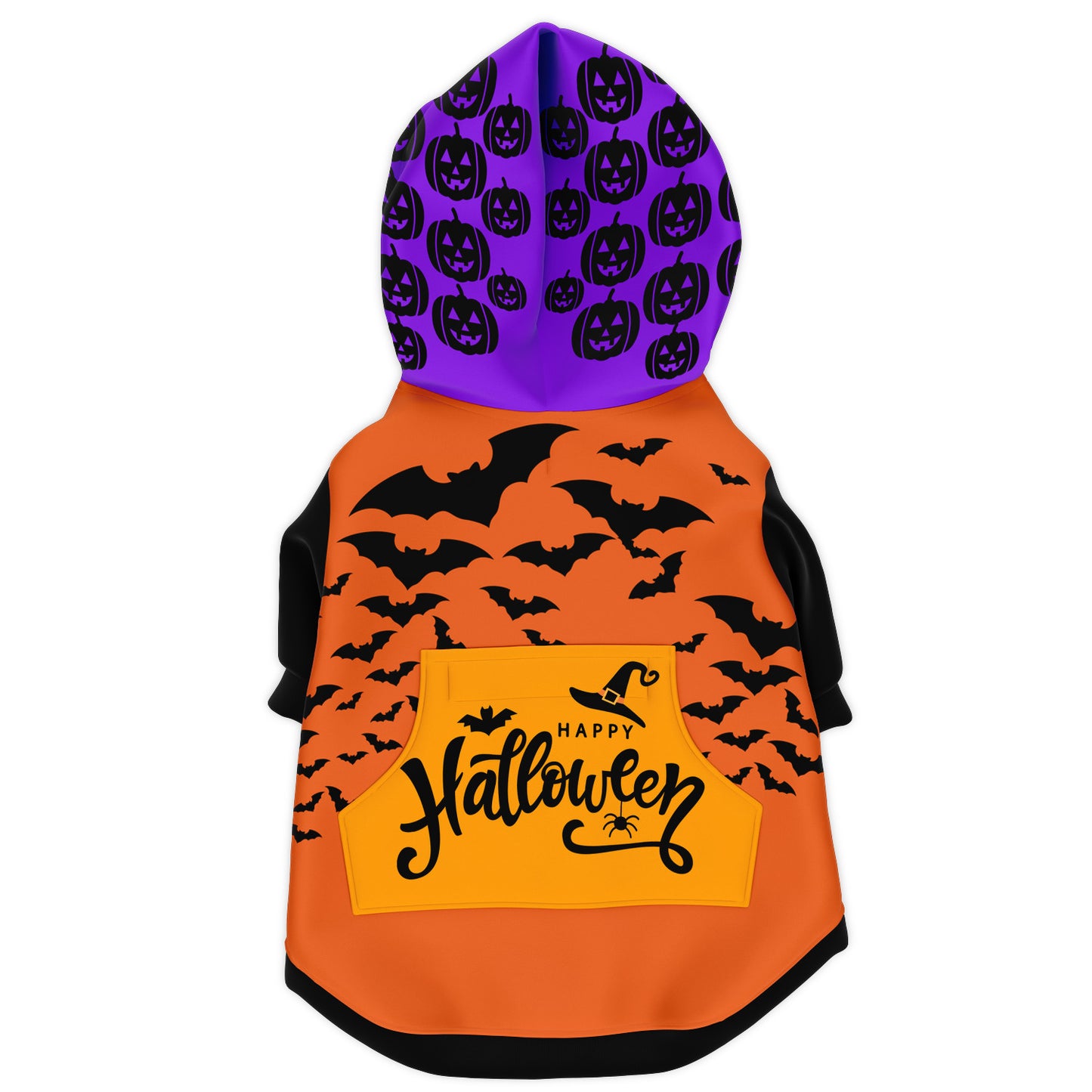 Halloween Dog Hoodie Costume with Bats, Skulls, Pumpkins Zip-Up Pet Hoodie    - HolidayShoppingFinds