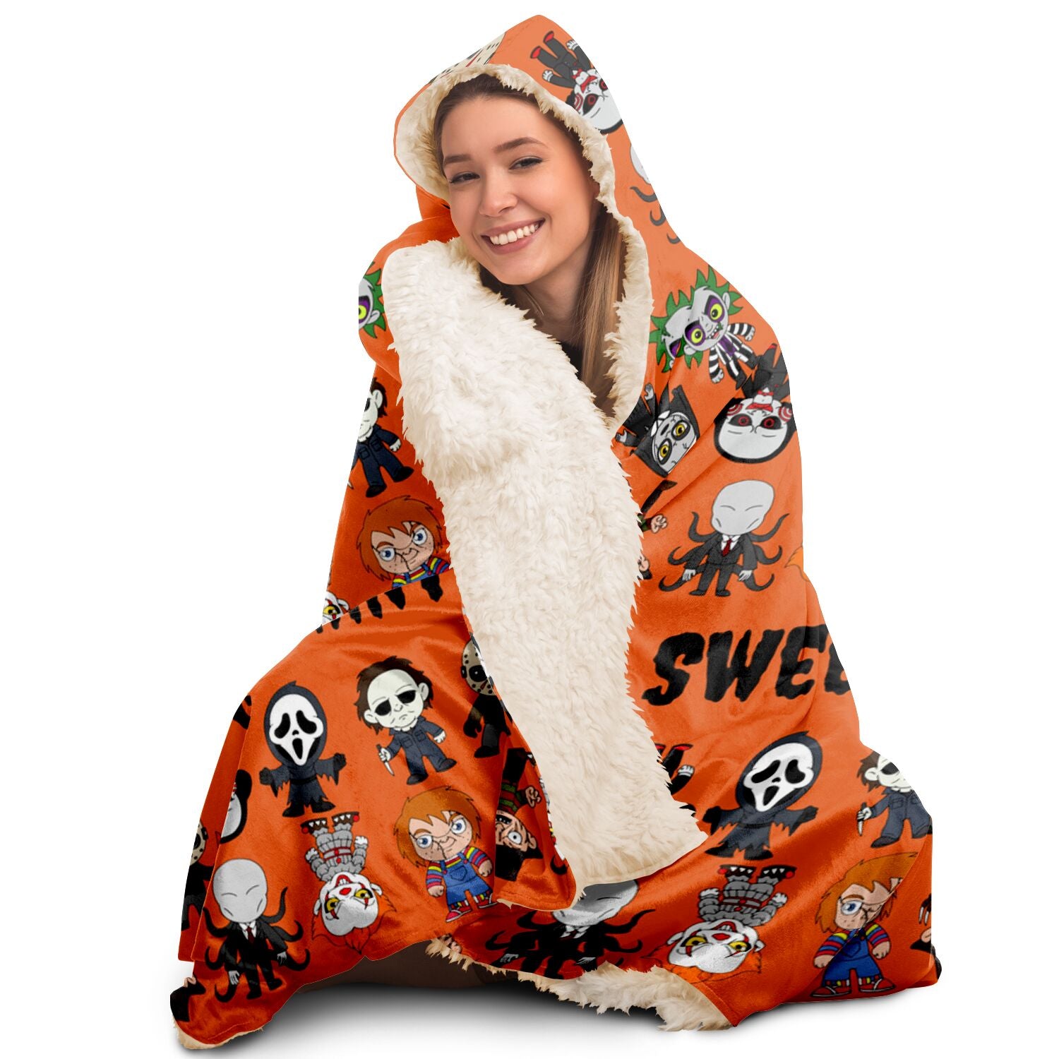 Halloween Killers Hooded Blanket "Sweet Dreams Not Guaranteed!"- Orange    - HolidayShoppingFinds