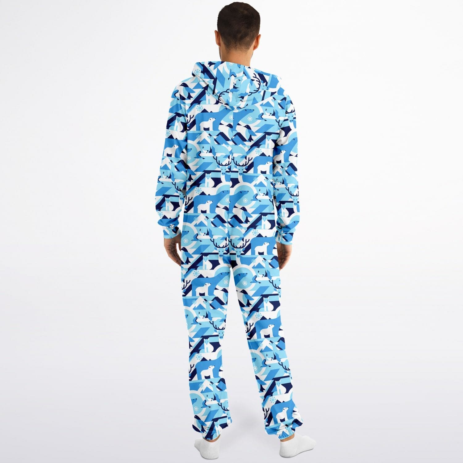 Winter Wildlife Blue Jumpsuit Adult Onesie Unisex Athletic One