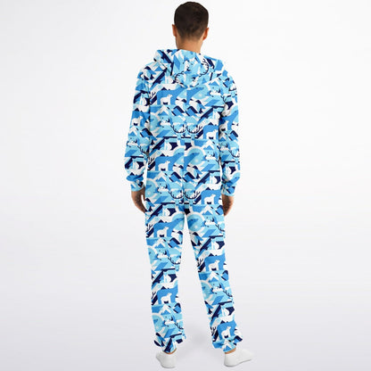 Winter Wildlife Blue Jumpsuit Adult Onesie Unisex Athletic One-Piece PJs    - HolidayShoppingFinds