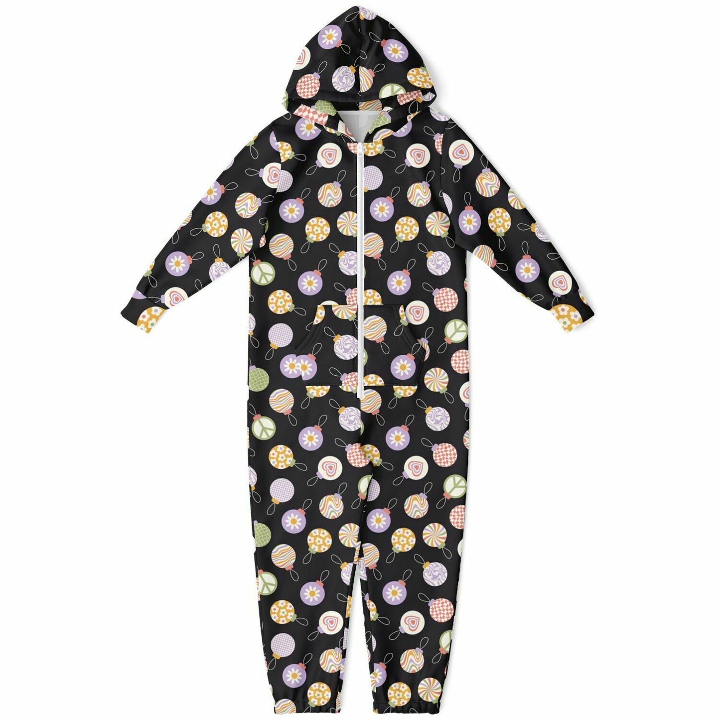 Colorful Christmas Ornaments Teens Onesie: Boys & Girls Union Suit Athletic Black Jumpsuit    - HolidayShoppingFinds