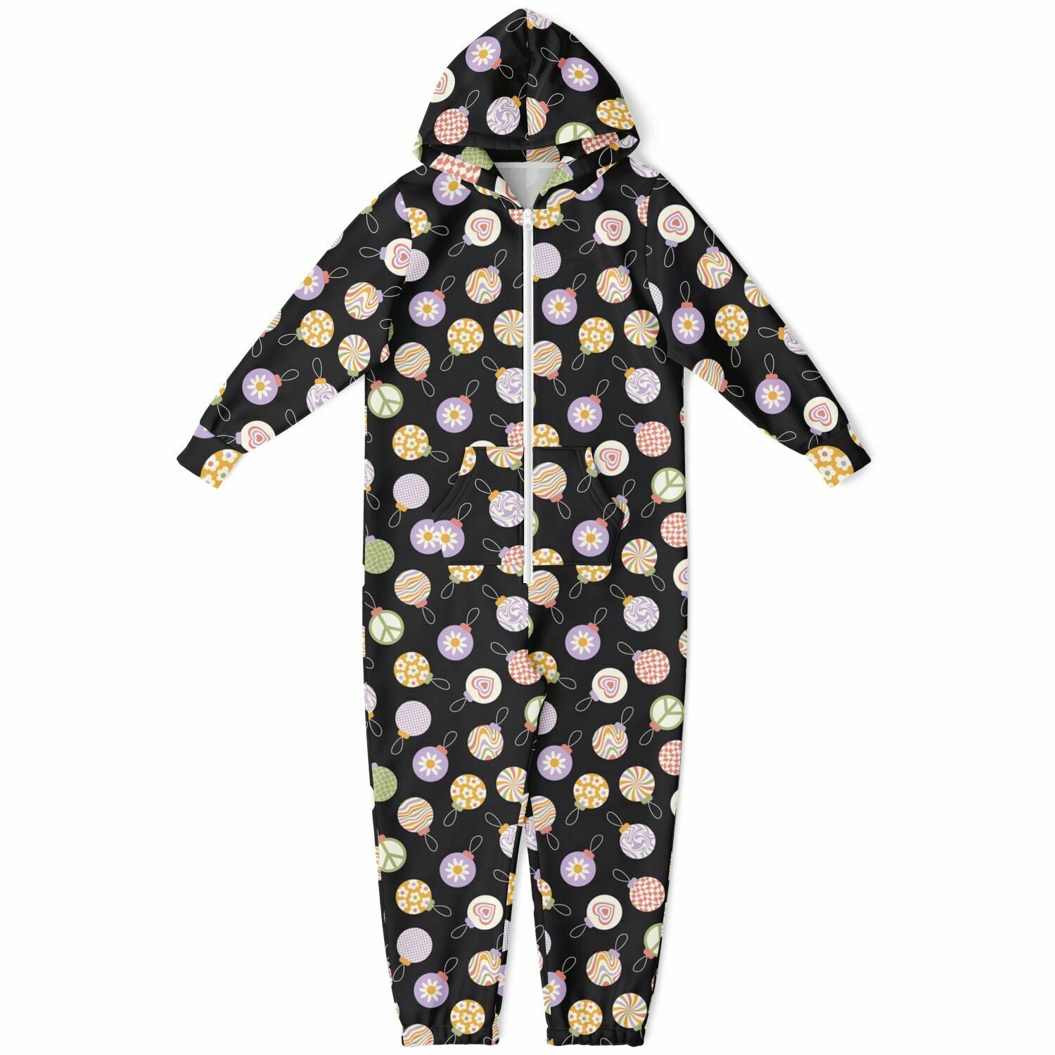 Colorful Christmas Ornaments Teens Onesie: Boys & Girls Union Suit Athletic Black Jumpsuit    - HolidayShoppingFinds