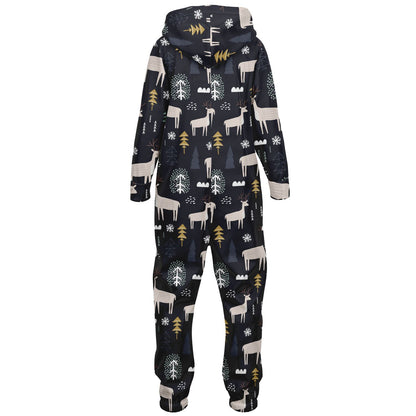 Winter Reindeer & Golden Trees Teens Onesie Athletic Gray Jumpsuit    - HolidayShoppingFinds