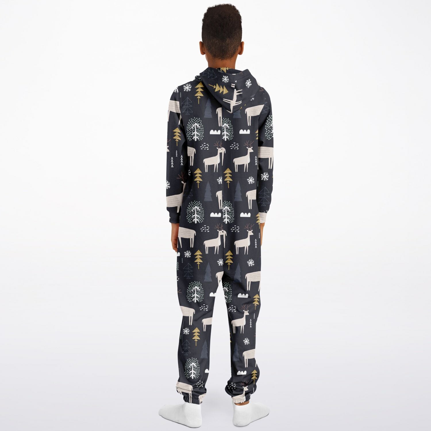 Winter Reindeer & Golden Trees Teens Onesie Athletic Gray Jumpsuit    - HolidayShoppingFinds