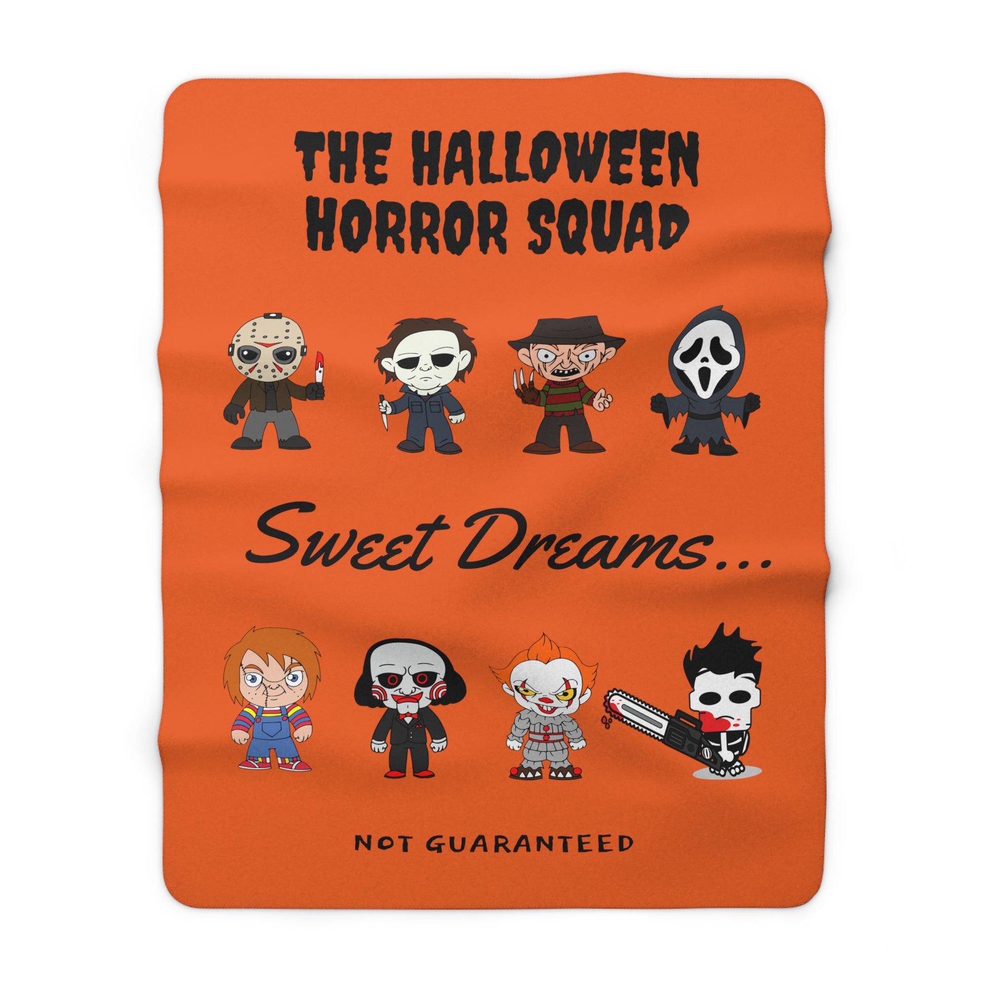 Halloween Horror Squad Fleece Blanket Orange Throw, Halloween Killers 60" × 80"   - HolidayShoppingFinds