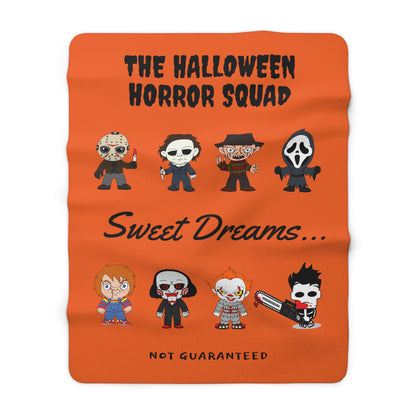 Halloween Horror Squad Blanket, Halloween Killers Orange Sherpa Blanket 60" × 80"   - HolidayShoppingFinds