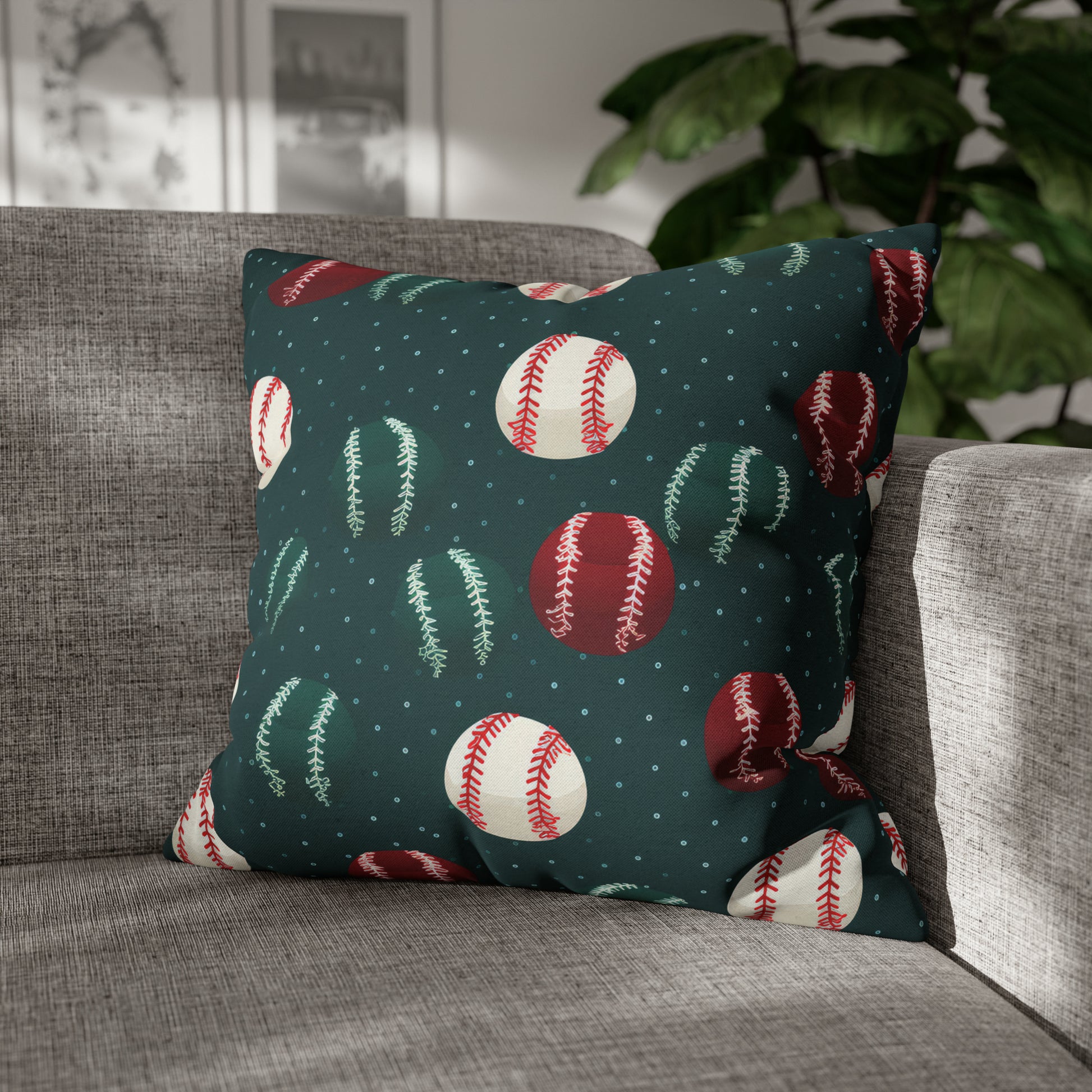 Baseball Green Pillowcase Cushion Cover Accent Pillow Case Cover 20" × 20"   - HolidayShoppingFinds