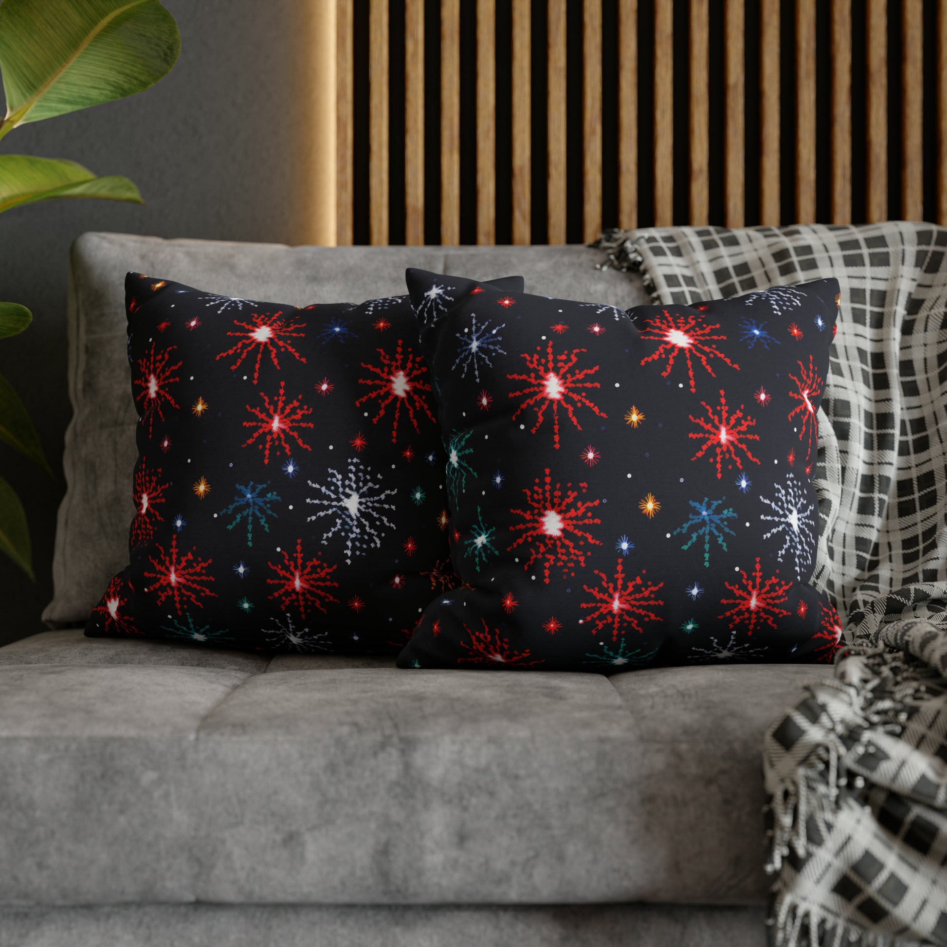 Fireworks Pillowcover, Festive Fireworks Decor Pillow, New Year Fourth of July Celebration Themed Pillow Cover    - HolidayShoppingFinds