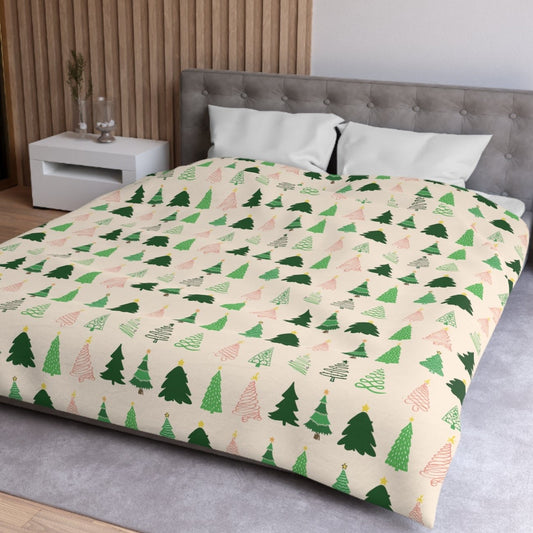 Christmas Trees Duvet Cover, Creamy Ivory Winter Twin/Queen/King Duvet    - HolidayShoppingFinds