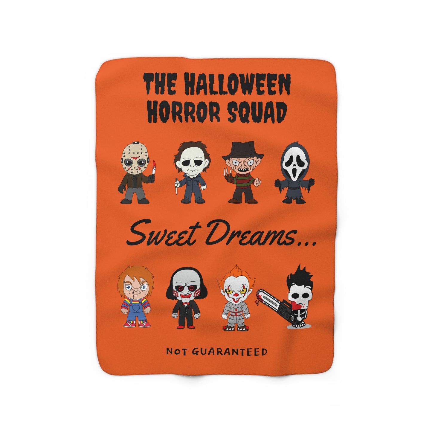 Halloween Horror Squad Fleece Blanket Orange Throw, Halloween Killers 50" × 60"   - HolidayShoppingFinds