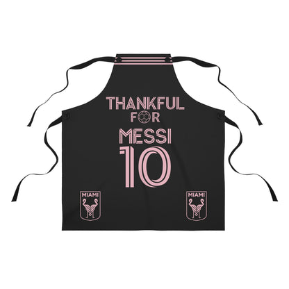 Thankful for Messi 10 Chef Apron, Miami Fútbol Soccer Fan Cooking Wear, Black Apron    - HolidayShoppingFinds