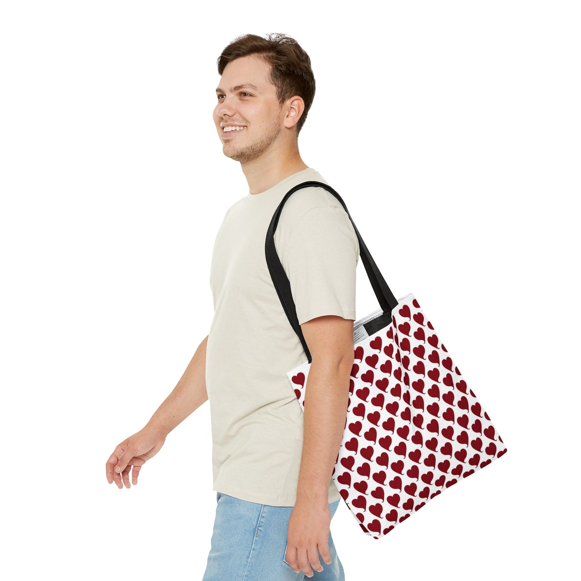 Red Hearts Pattern Hand Tote Bag, Valentine's Day Gift    - HolidayShoppingFinds