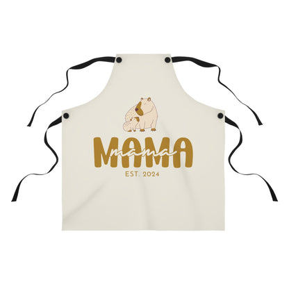 Personalized Mama Capybara Apron Beige, Chef Apron Gift For Mom    - HolidayShoppingFinds