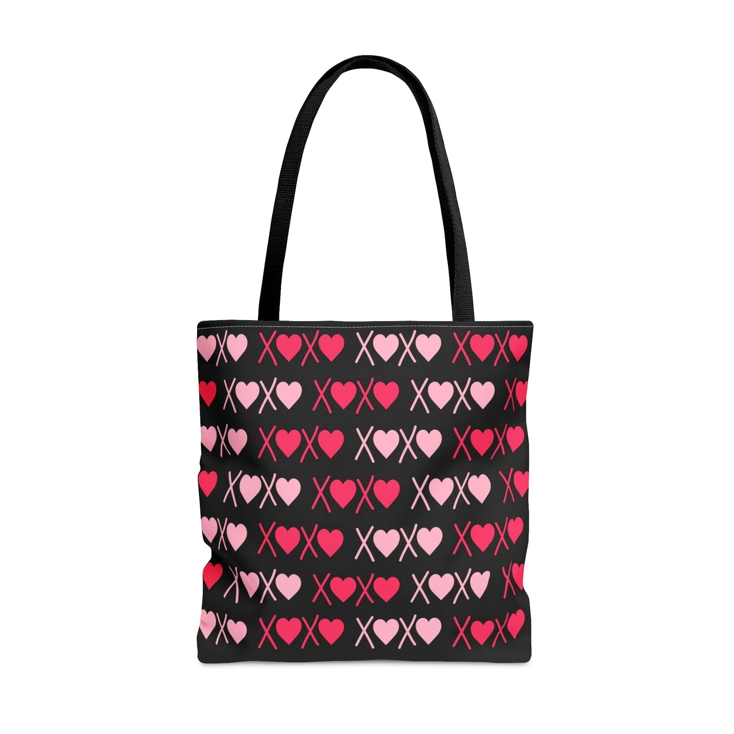 XOXO Pink Hearts Pattern Black Tote Bag - Valentine's Gift Large   - HolidayShoppingFinds