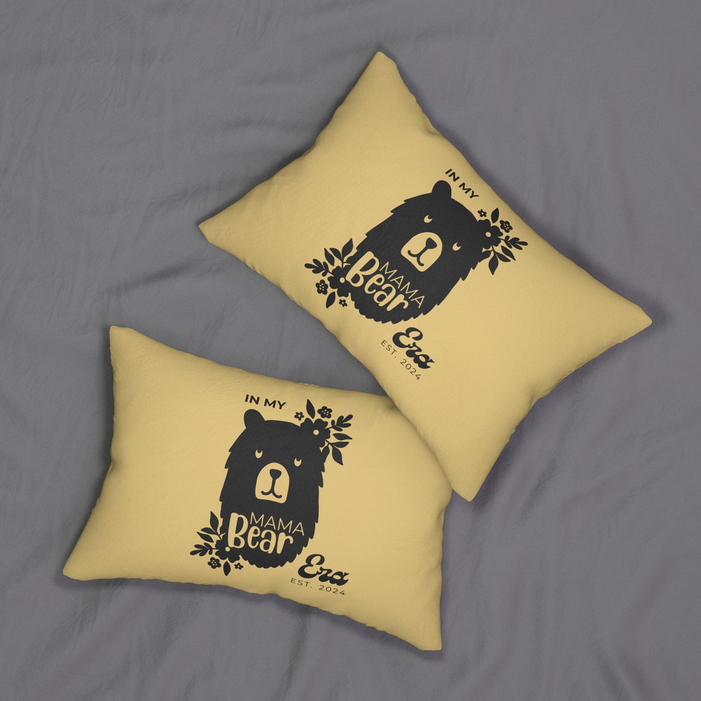 Personalized In My Mama Bear Era Lumbar Pillow Buttery Yellow, Gift for Mom    - HolidayShoppingFinds