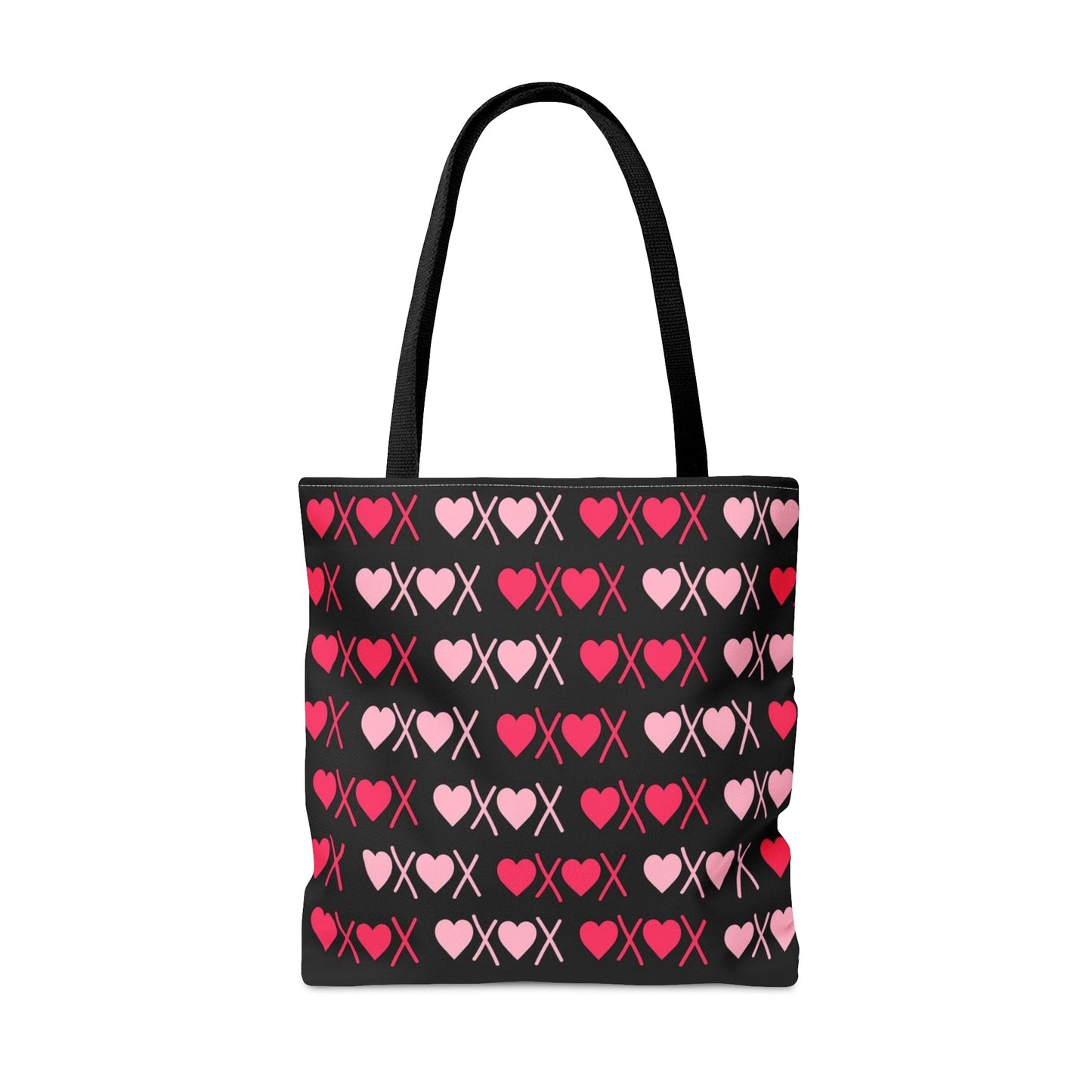 XOXO Pink Hearts Pattern Black Tote Bag - Valentine's Gift    - HolidayShoppingFinds