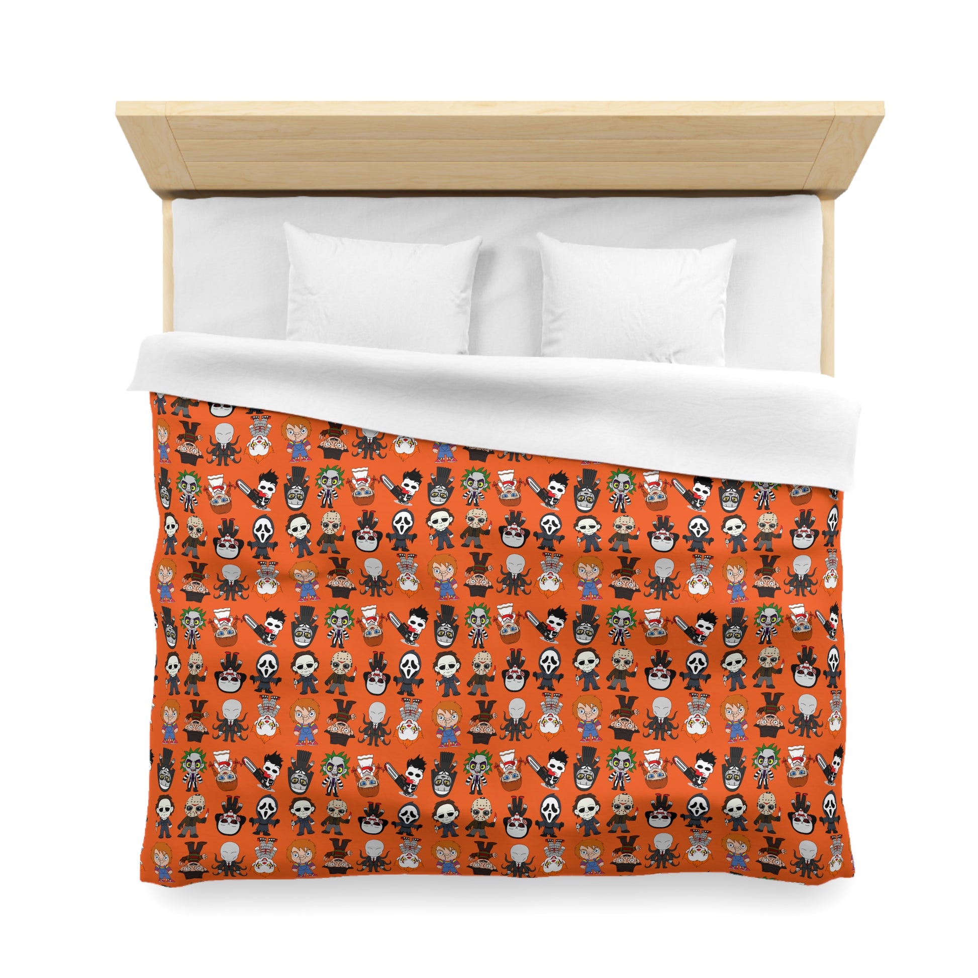 Halloween Killers Duvet Cover, Horror Movie Villains Orange Twin/TwinXL/Queen/King Duvet King White  - HolidayShoppingFinds