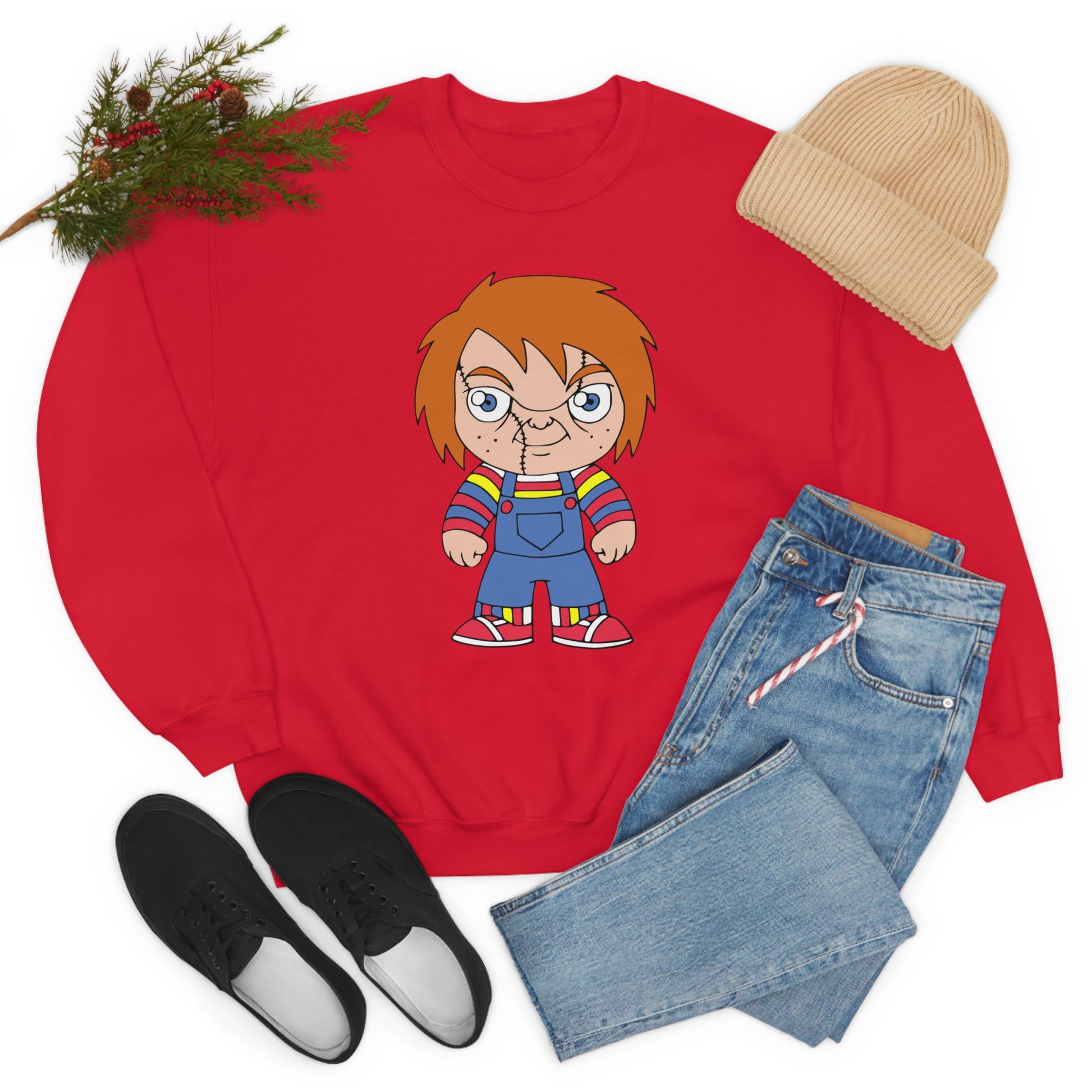 Chucky Wanna play? Halloween Unisex Sweatshirt Costume S-5XL S Red  - HolidayShoppingFinds