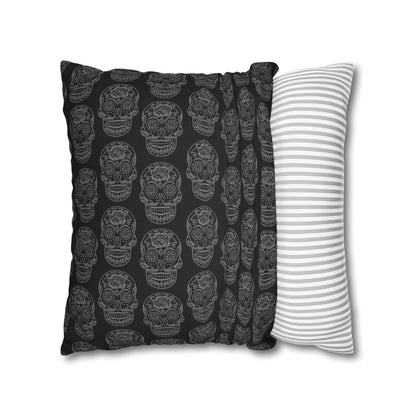 Sugar Skull Pillowcase, Day of the Dead Pillow, Dia De Los Muertos Pillow, Black Gothic Pillow, 2-Sided Square Pillow Cover    - HolidayShoppingFinds