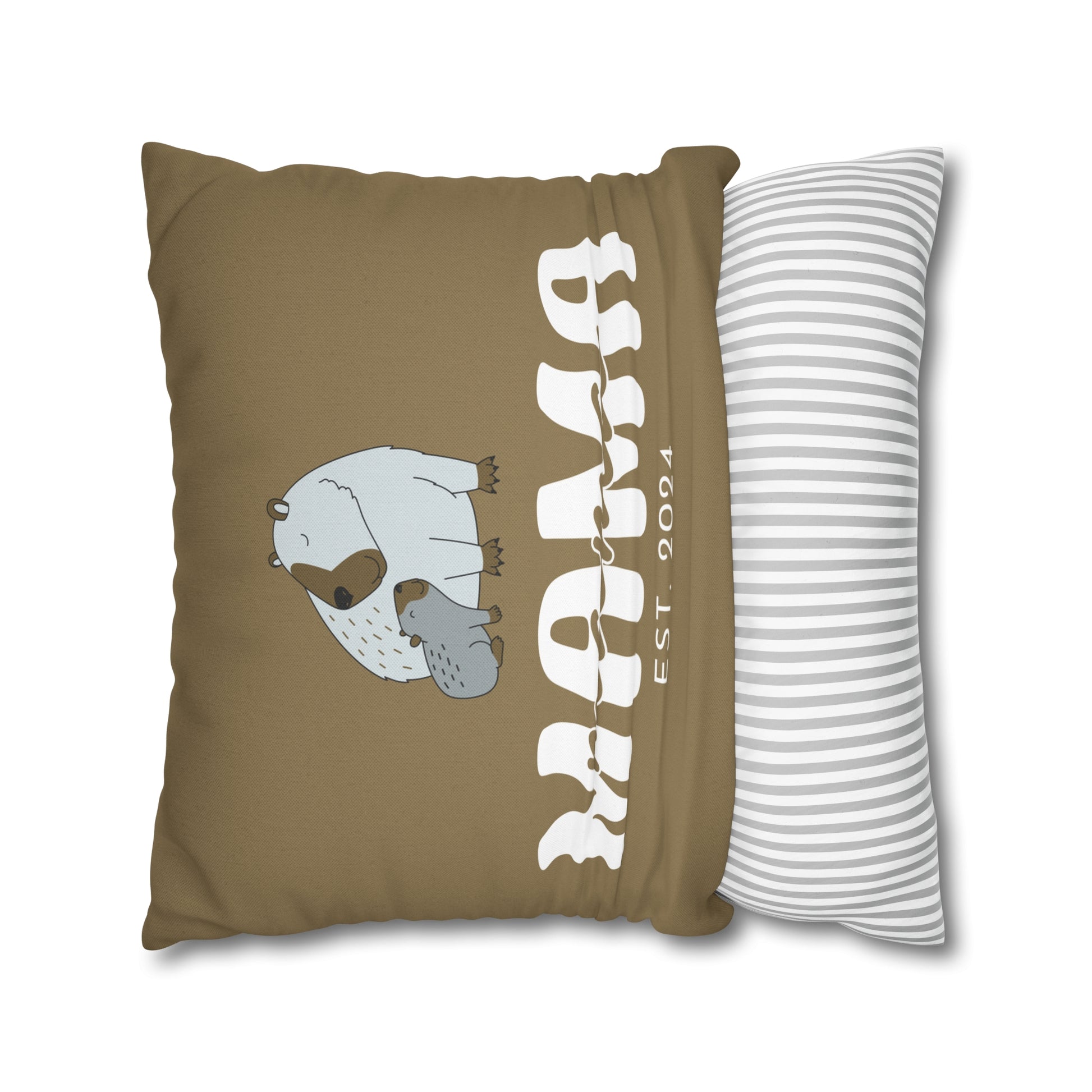 Personalized Mama Capybara Pillowcase Khaki, Gift For Mom    - HolidayShoppingFinds