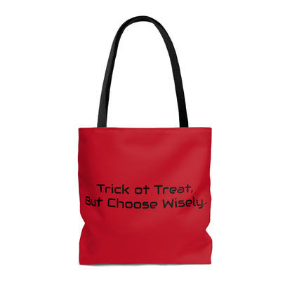 Saw Jigsaw Tote Bag, Halloween Horror Movie Fan Red Bag, Choose Wisely, Trick ot Treat Bag    - HolidayShoppingFinds