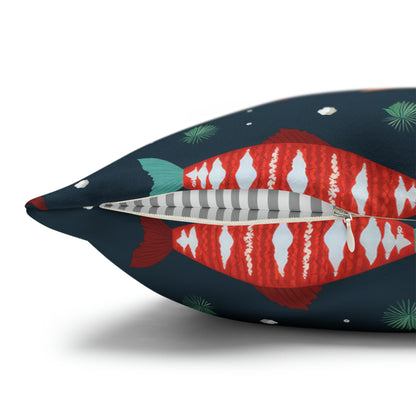 Marine Life Pillowcase, Fish Print Underwater Ocean Blue Pillow Cover Coastal Décor    - HolidayShoppingFinds