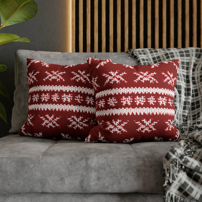 Scandinavian Holiday Pattern Red Square Pillow Case, Christmas Pillow Throw, Holiday Gift    - HolidayShoppingFinds