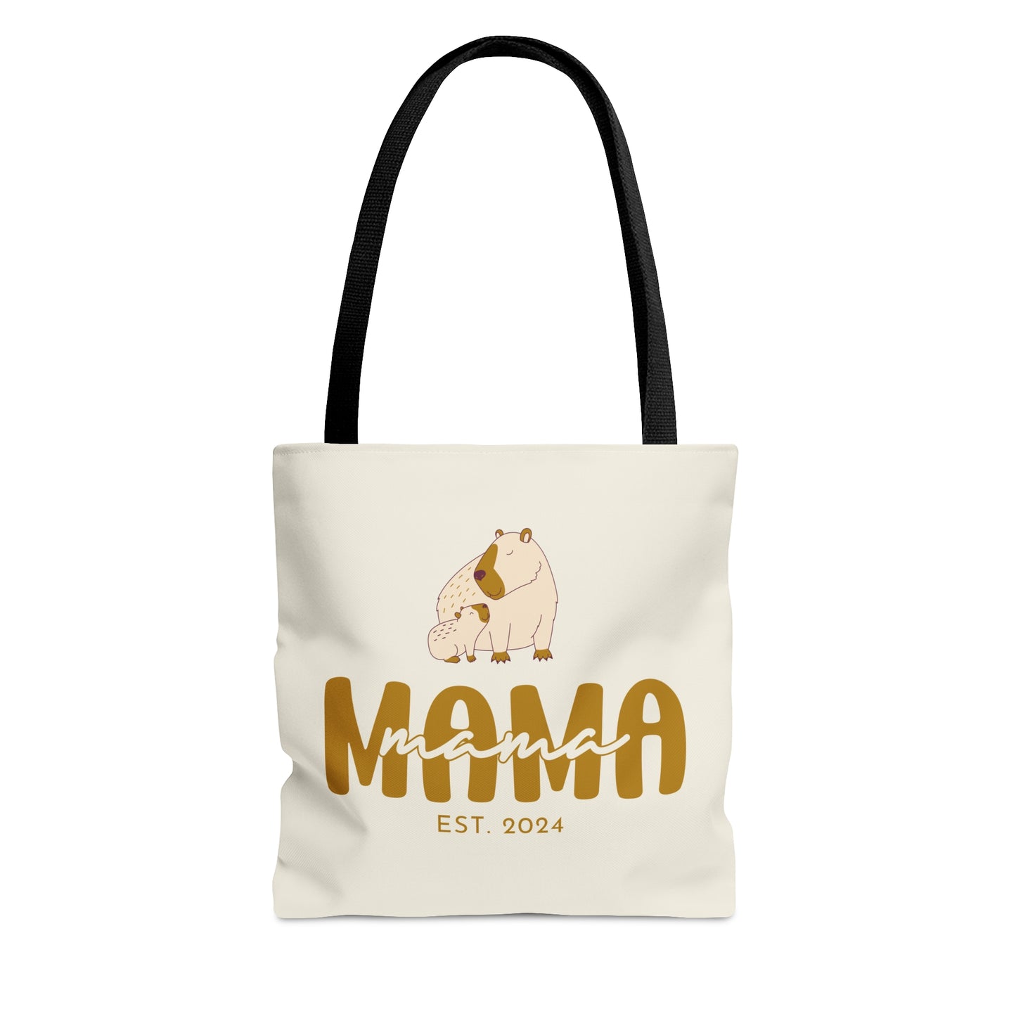 Custom Mama Capybara Tote Bag Beige, Gift for Mom Custom Tote Bag Small   - HolidayShoppingFinds