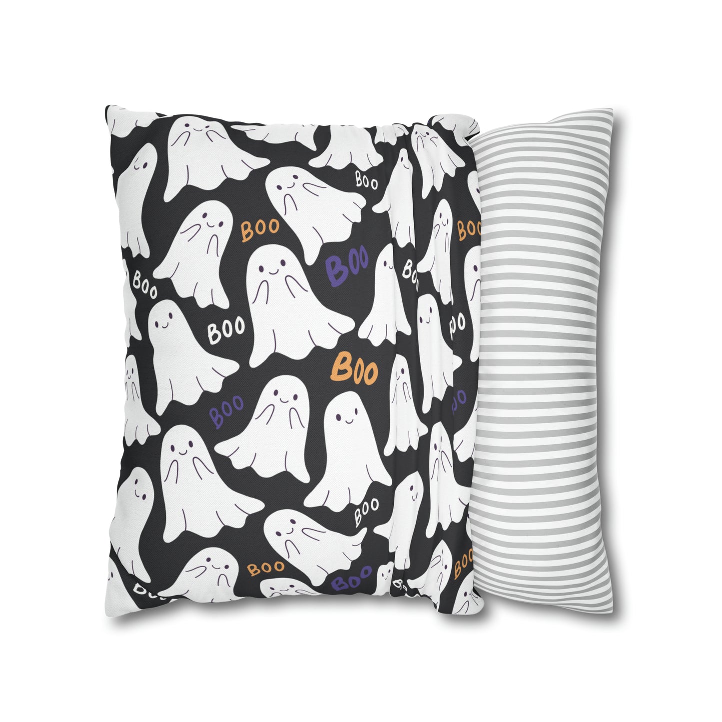 BOO Ghost Decorative Pillowcase Halloween Ghost Spooky Sofa Pillow B&W    - HolidayShoppingFinds