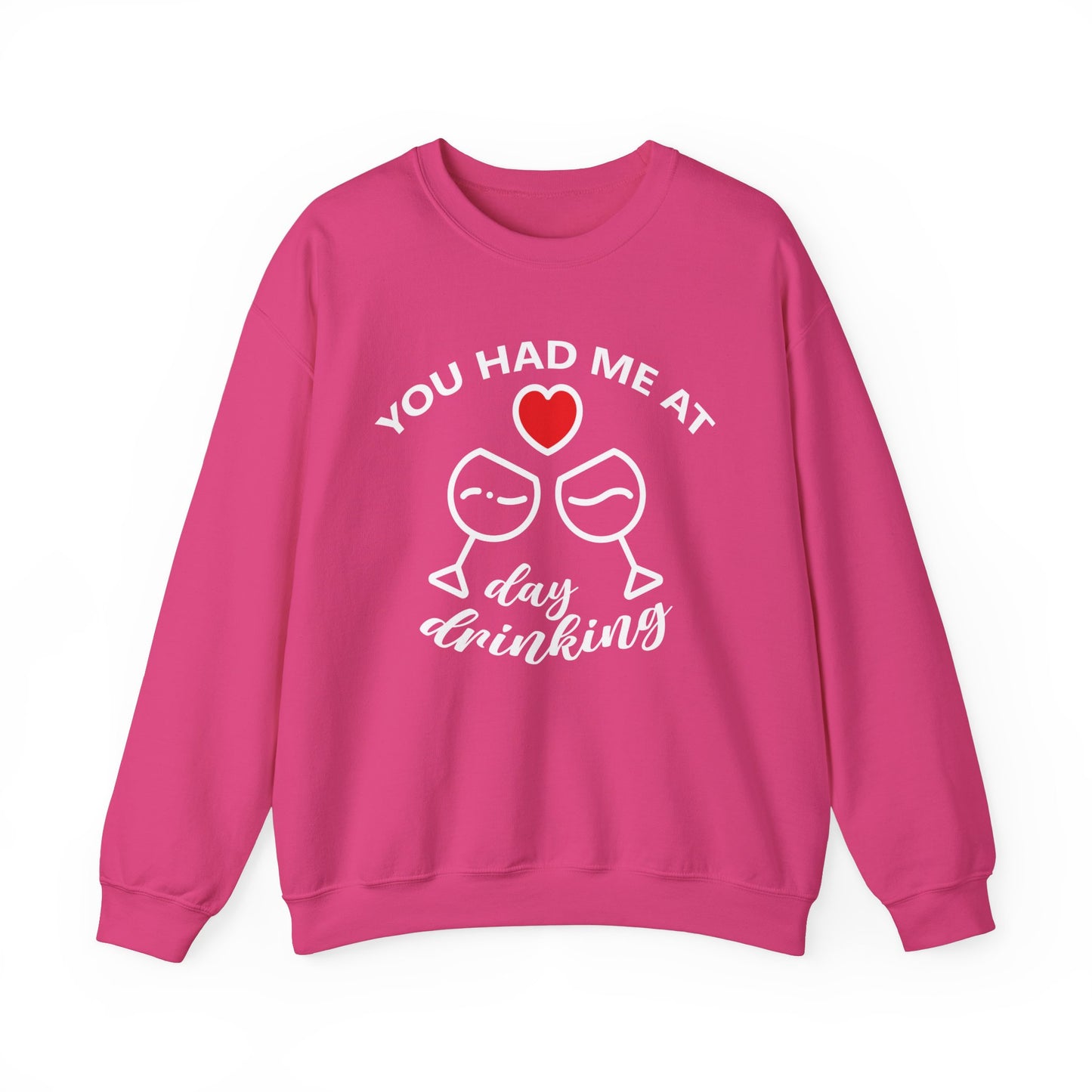 You Had Me at Day Drinking Valentines Day Sweatershirt S Heliconia  - HolidayShoppingFinds