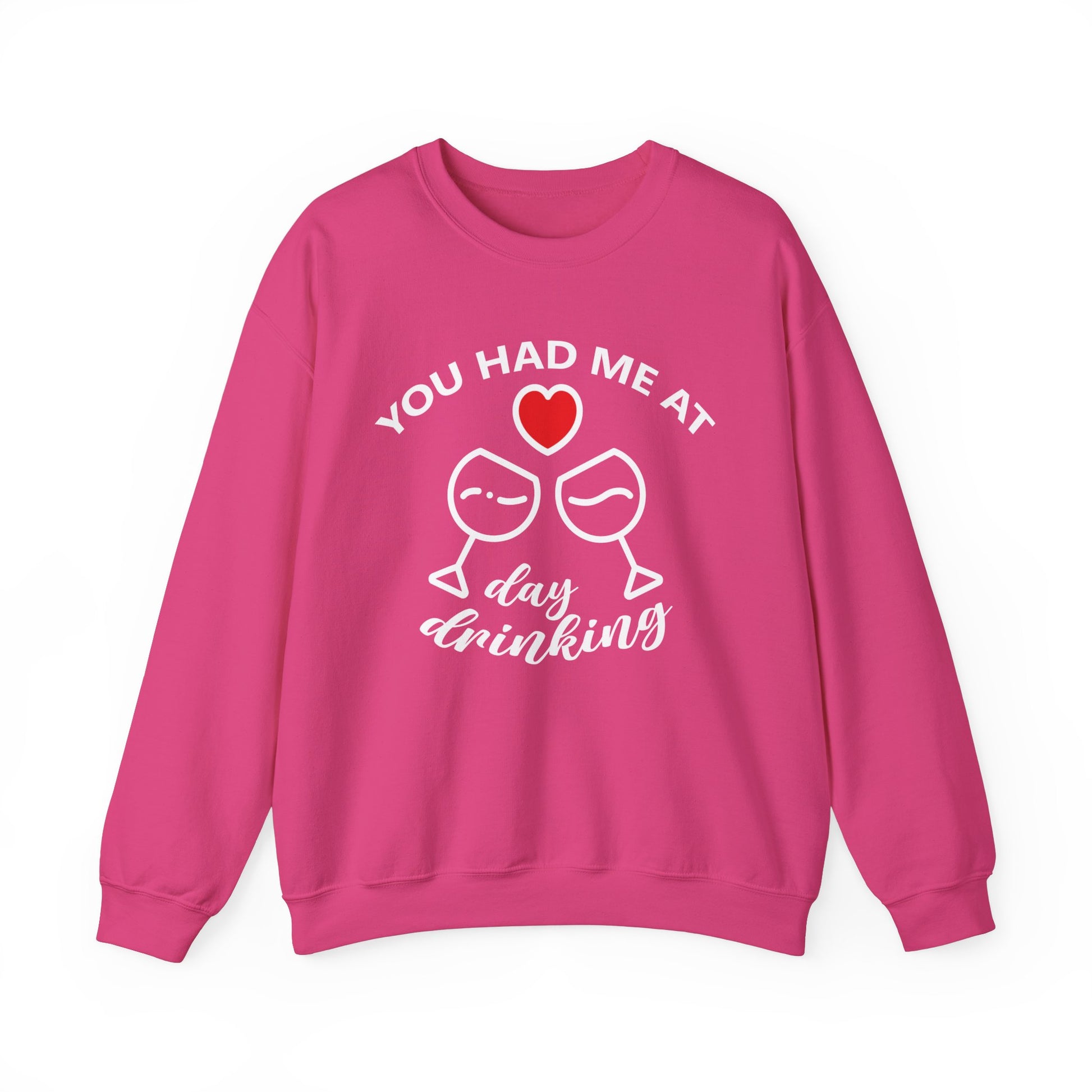 You Had Me at Day Drinking Valentines Day Sweatershirt S Heliconia  - HolidayShoppingFinds