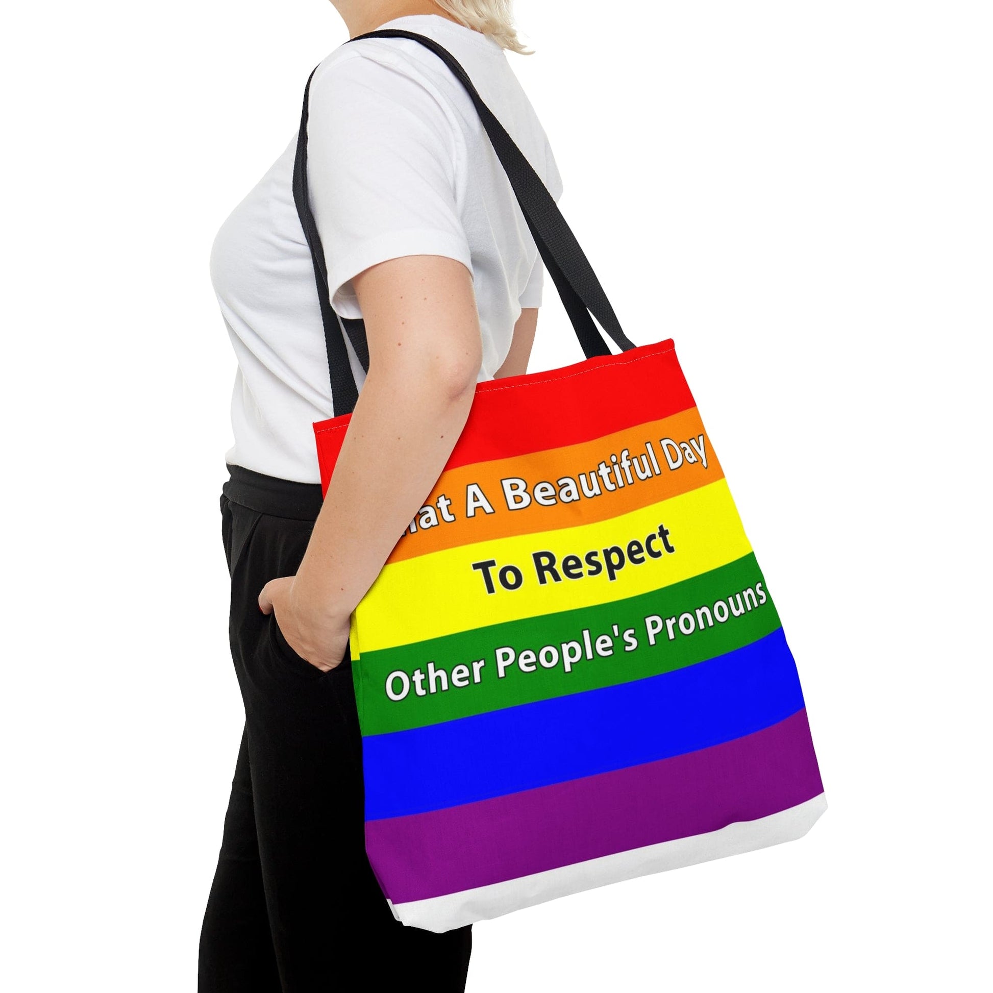 What A Beautiful Day to Respect Other People's Pronouns Tote Pride Equality LGBTQ+ Bag    - HolidayShoppingFinds