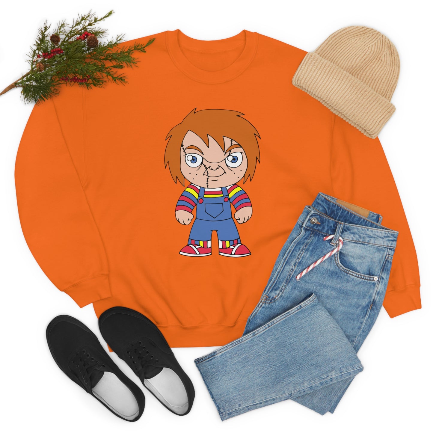 Chucky Wanna play? Halloween Unisex Sweatshirt Costume S-5XL M Orange  - HolidayShoppingFinds