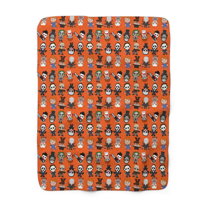 Halloween Killers Sherpa Fleece Blanket, Horror Movie Villains Blanket, Halloween Throw Blanket Orange    - HolidayShoppingFinds