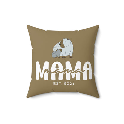 Personalized Mama Capybara Pillow Khaki, Gift For Mom, Custom Pillow with Insert    - HolidayShoppingFinds