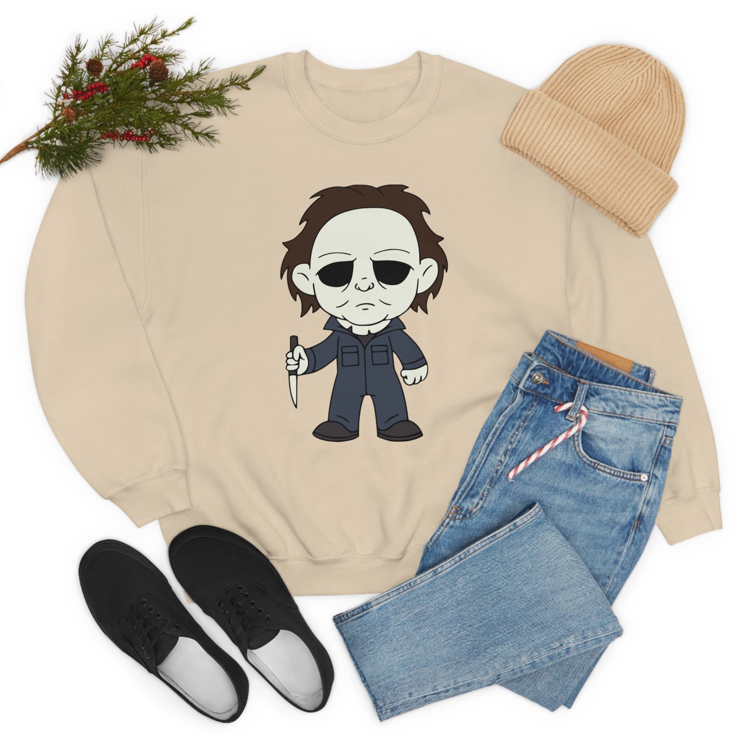 Michael Myers You Can't Kill the Boogieman Halloween Unisex Sweatshirt S-5XL M Sand  - HolidayShoppingFinds