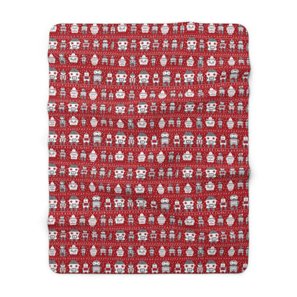 Robots Sherpa Blanket, Gamers Red Throw Blanket, Kids Teens Blanket    - HolidayShoppingFinds